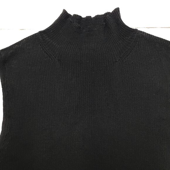 Madewell Merino Wool Silk Sweater Tank Sleeveless Top Mockneck Black Soft XL - Picture 5 of 8